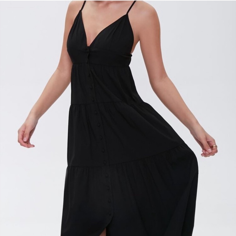 Forever 21 Tiered Cami Midi Dress, black